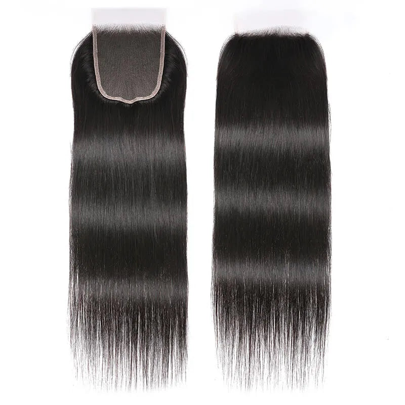 Straight Human Hair Bundles With Closure Lace Closures With Bundles Brazilian Hair Weave Bundles With Closure Remy Hair