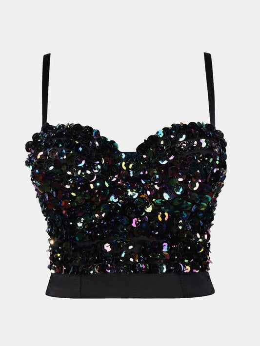 Sequin Adjustable Strap Bustier