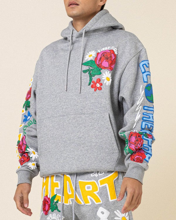 FLOWER PUFF PRINT HOODIE