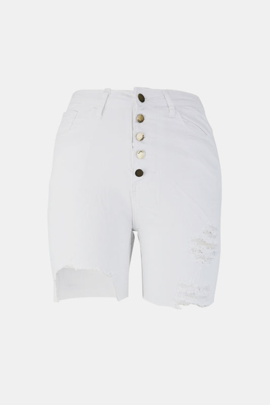 Full Size Run Distressed Button Fly Denim Shorts