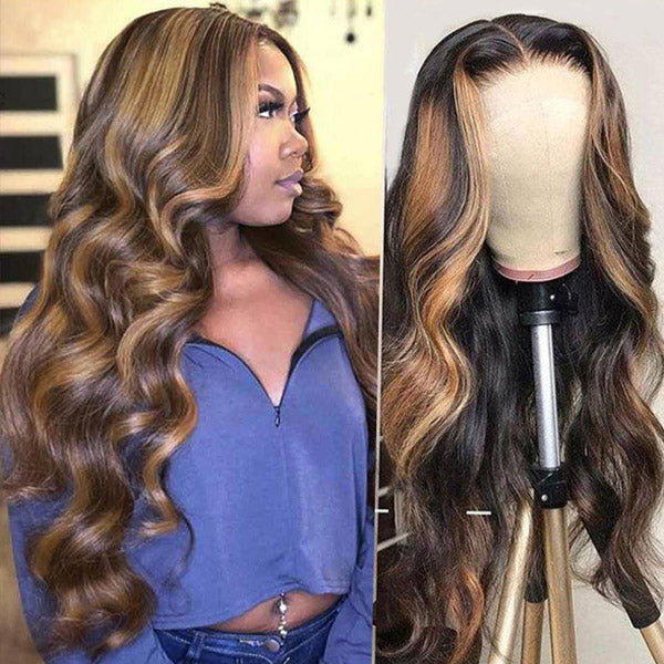 Body Wave 4/27 Highlight 13x4/13x6 Lace Frontal Human Hair Wig PrePlucked Brazilian Ombre Colorful 4x4/5x5/6x6 Lace Closure Wigs