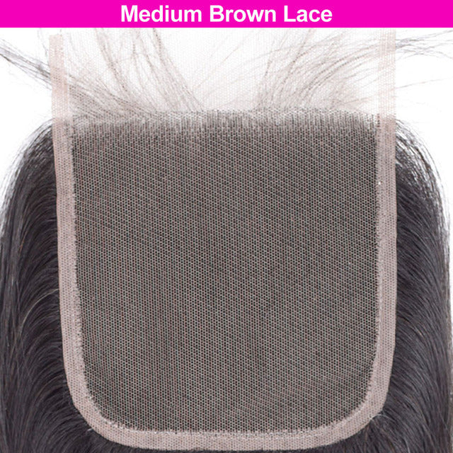 Brazilian Hair Deep Wave Bundles with Closure Human Hair Weave 3 Bundles with Lace Closure Middle Ratio Remy Hair