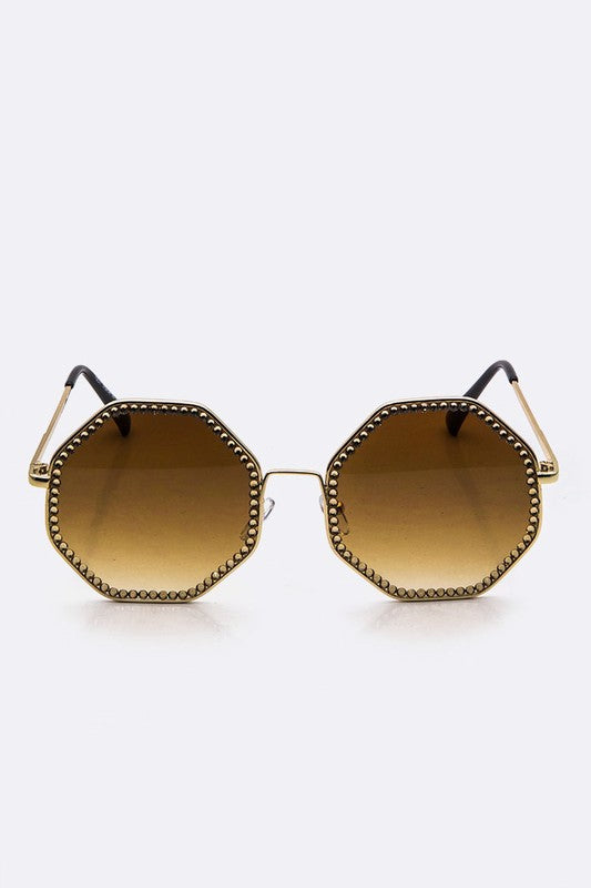 Austrian Crystal Octagon Oversize Sunglasses