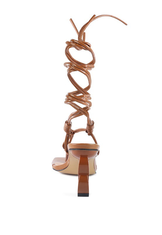 CASSINO THONG LACE UP CHAIN HEEL SANDAL