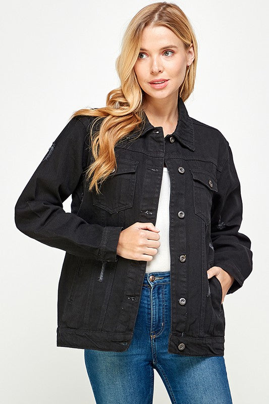 Women's Denim Jacket with Fleece Hoodies
