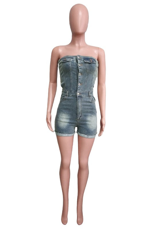 WOMEN FASHION DENIM ROMPERS
