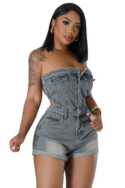 WOMEN FASHION DENIM ROMPERS