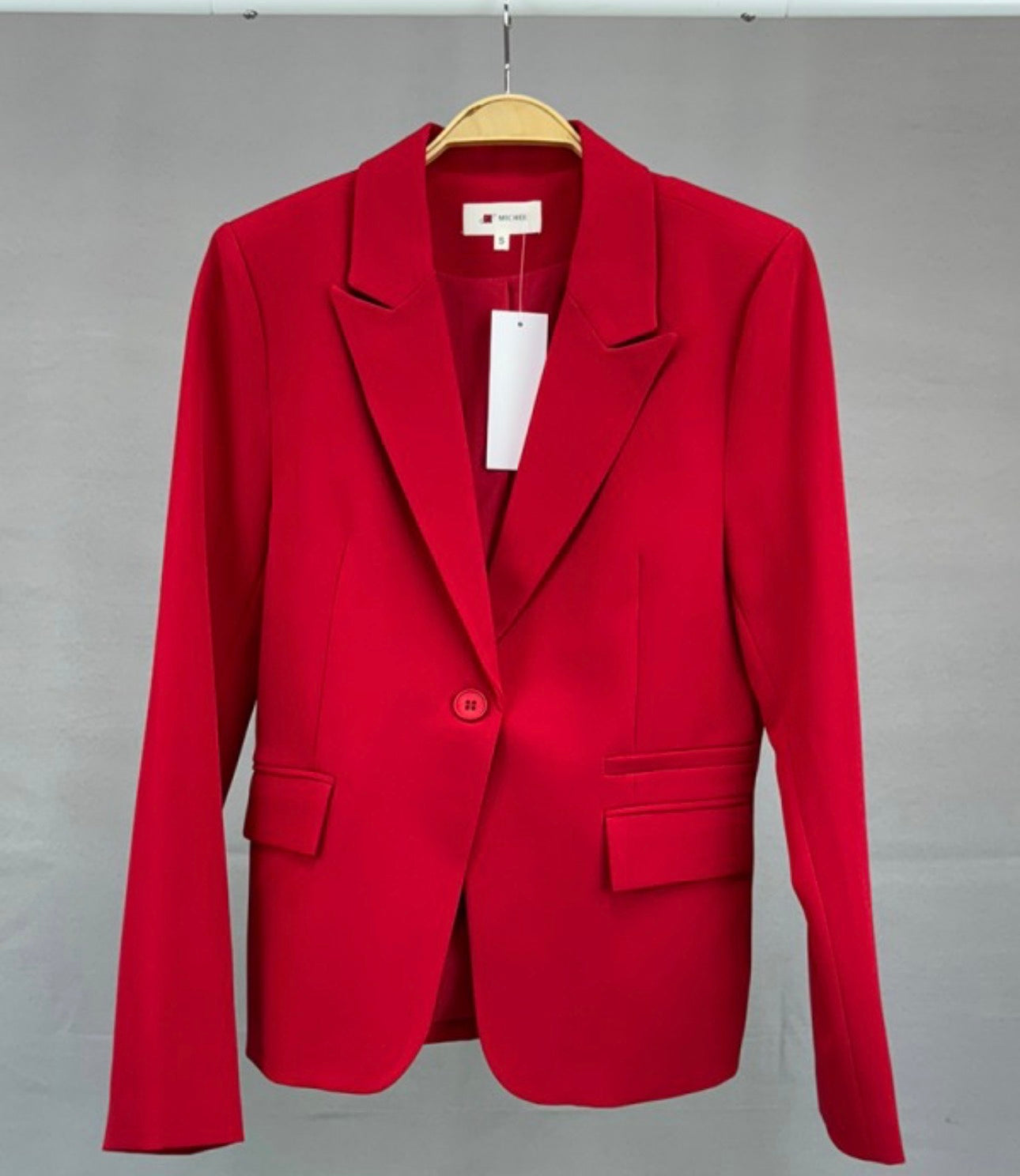 Womens Notched Lapel Pockets Button Work Office Blazer Jacket Suit