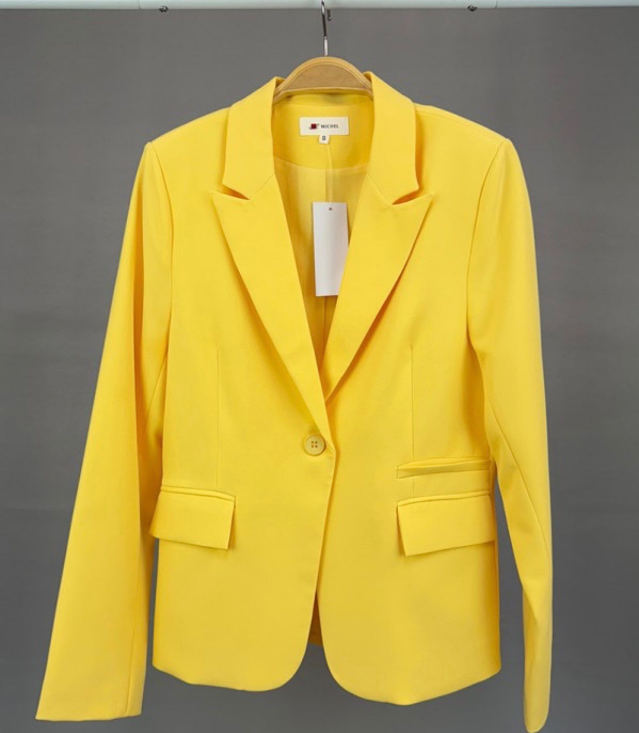 Womens Notched Lapel Pockets Button Work Office Blazer Jacket Suit