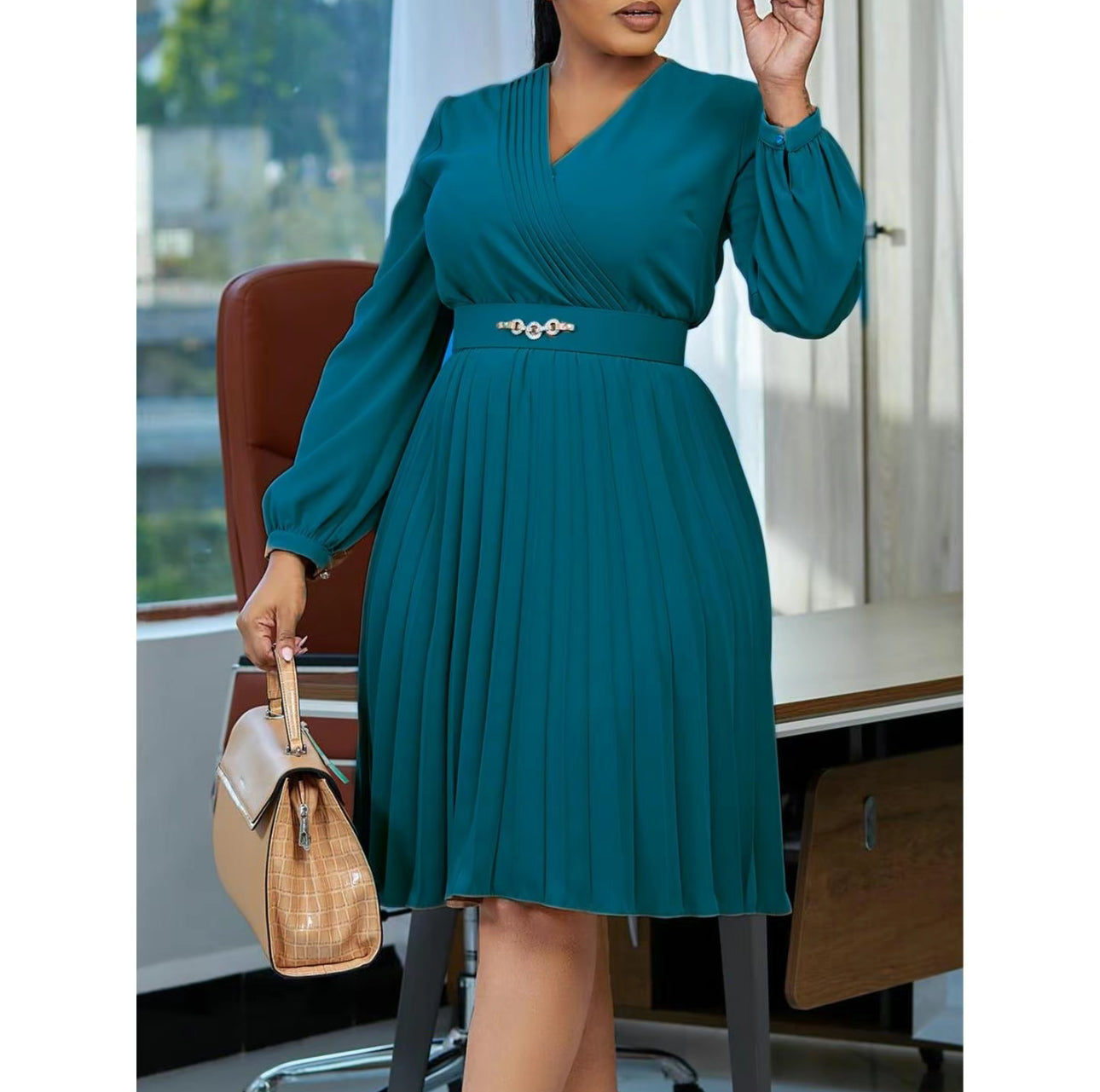 LONG SLEEVE DRESS WITH BELT