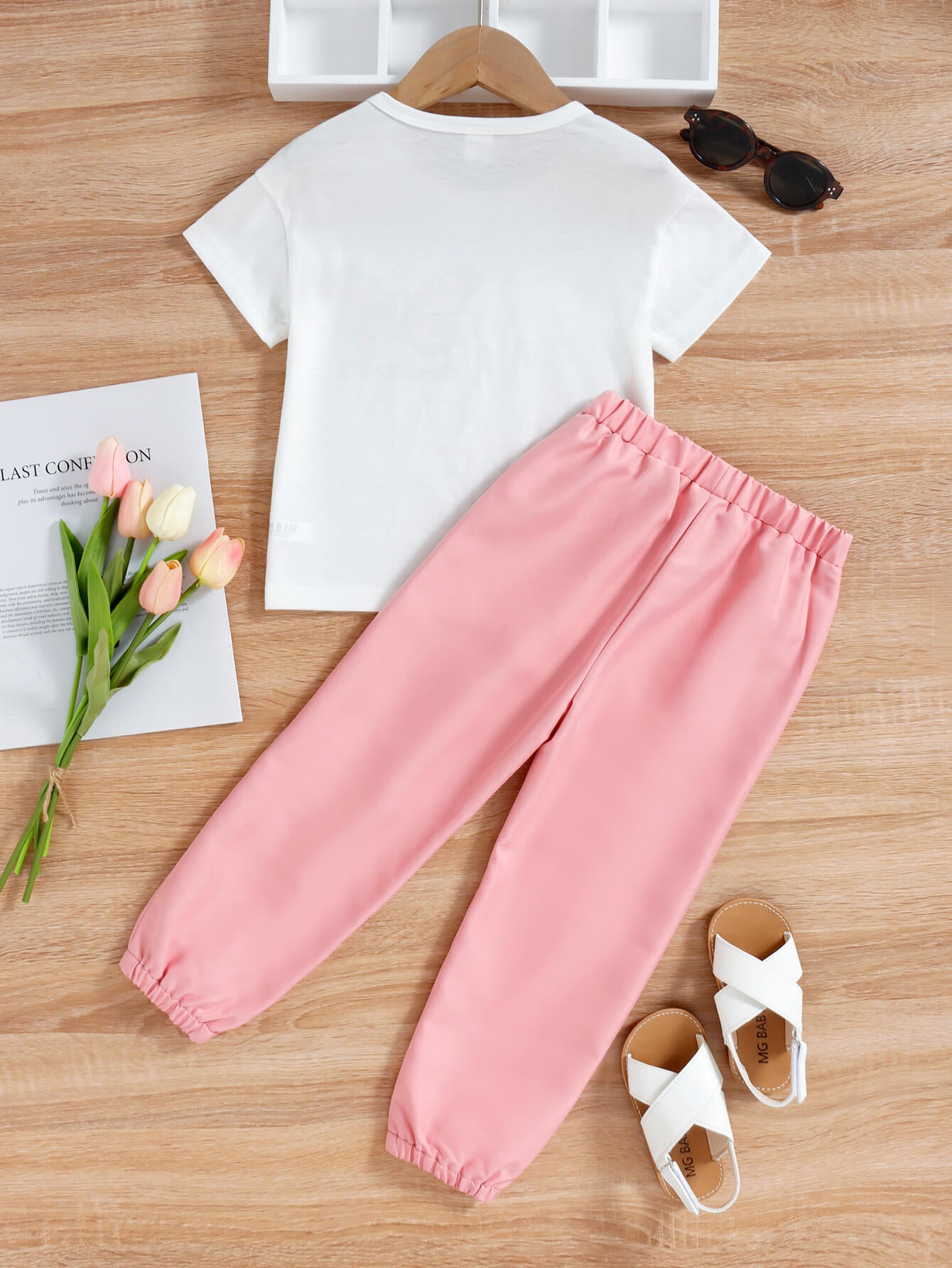 Girls Butterfly Graphic T-Shirt and Joggers Set