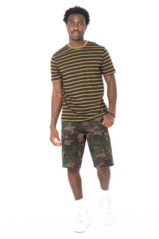 STRIPE OLIVE T SHIRT