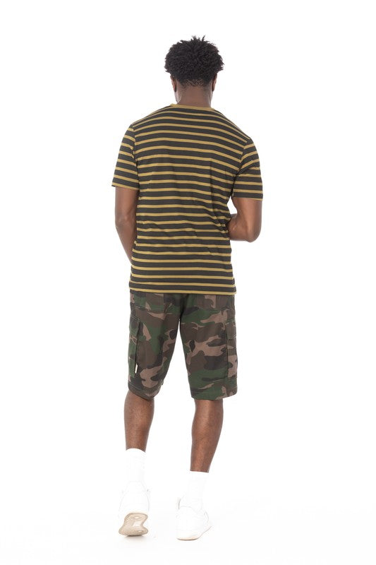 STRIPE OLIVE T SHIRT