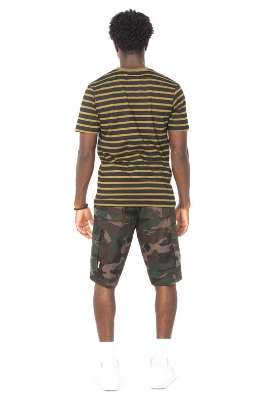 STRIPE OLIVE T SHIRT