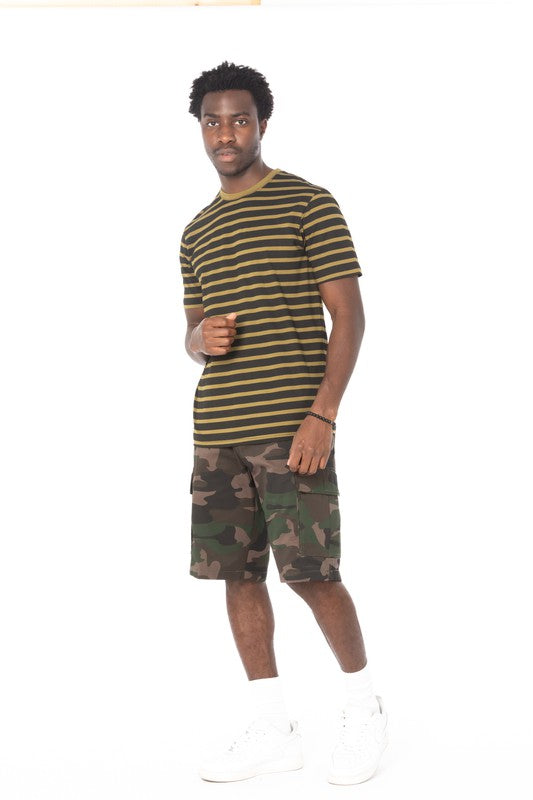 STRIPE OLIVE T SHIRT