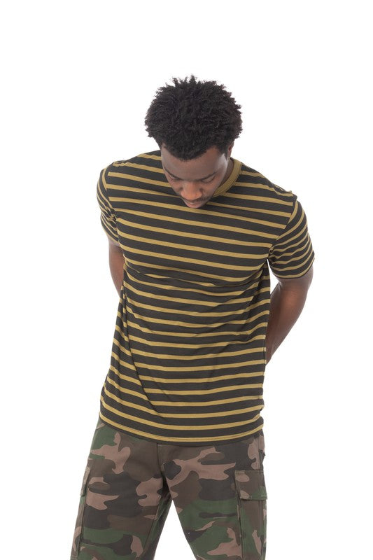 STRIPE OLIVE T SHIRT