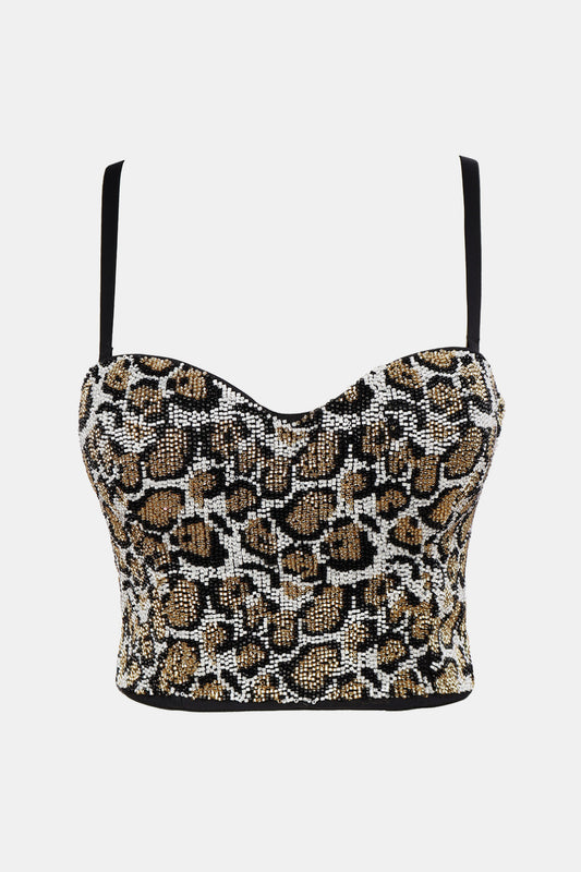 Leopard Beaded Bustier