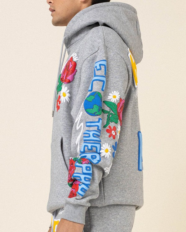 FLOWER PUFF PRINT HOODIE