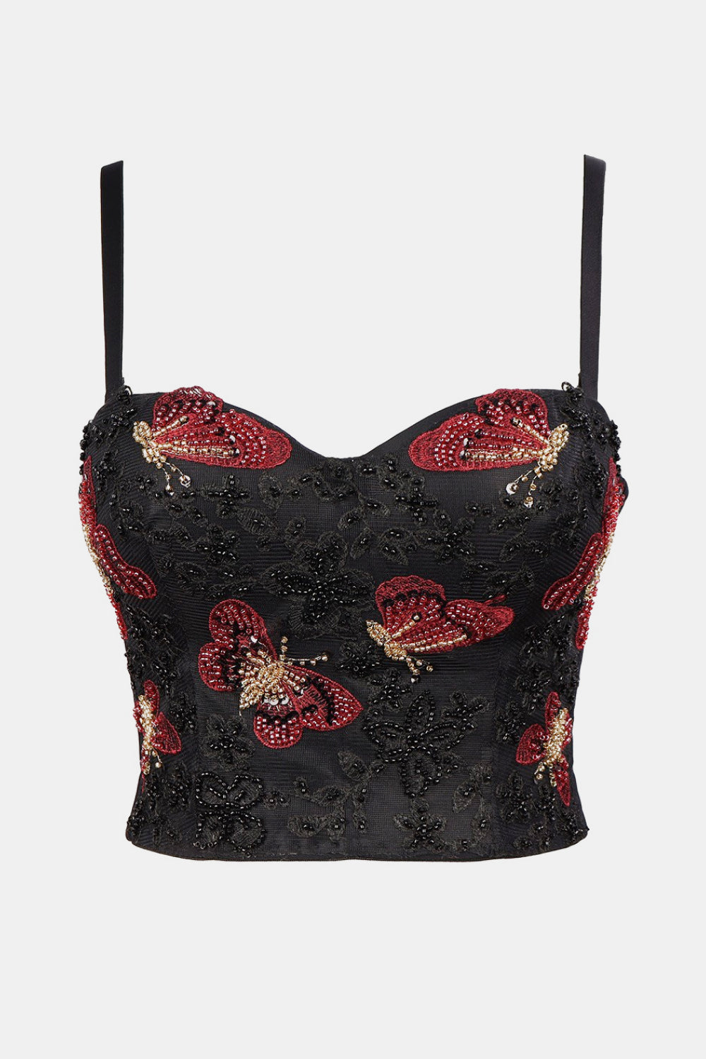 Beaded Butterfly Embroidery Bustier