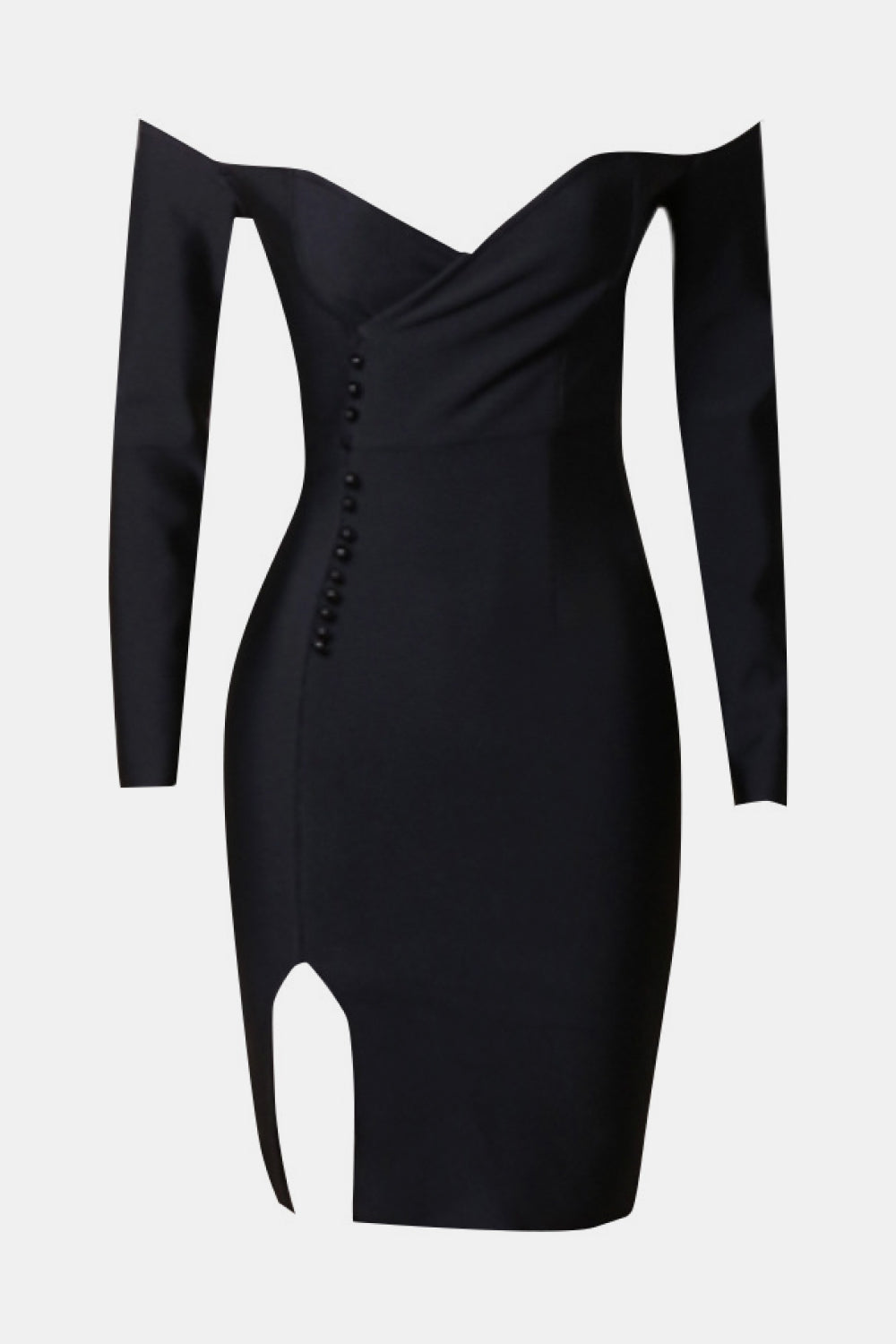 Beaded Slit Off-Shoulder Bodycon Dress