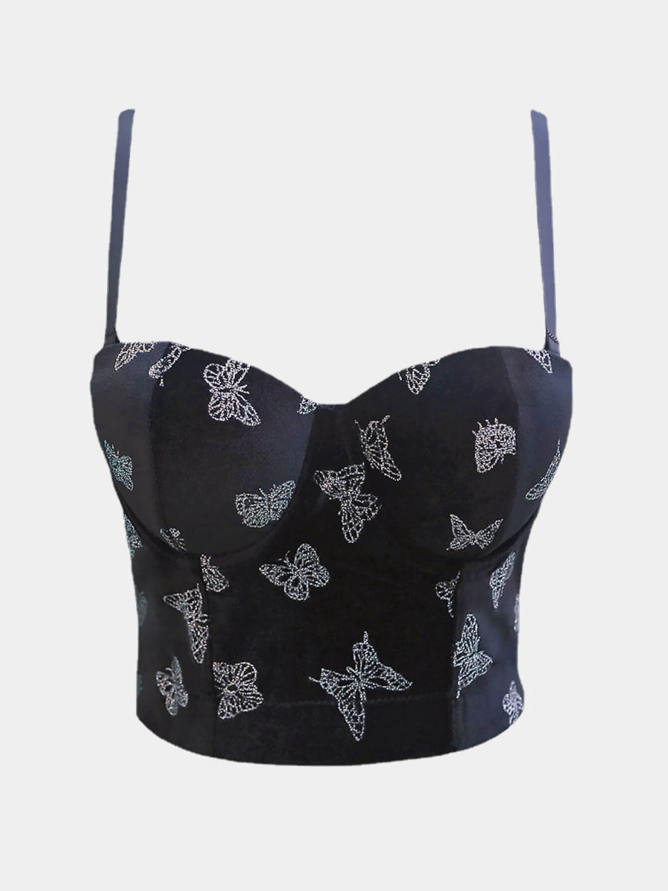 Velvet Butterfly Print Bustier