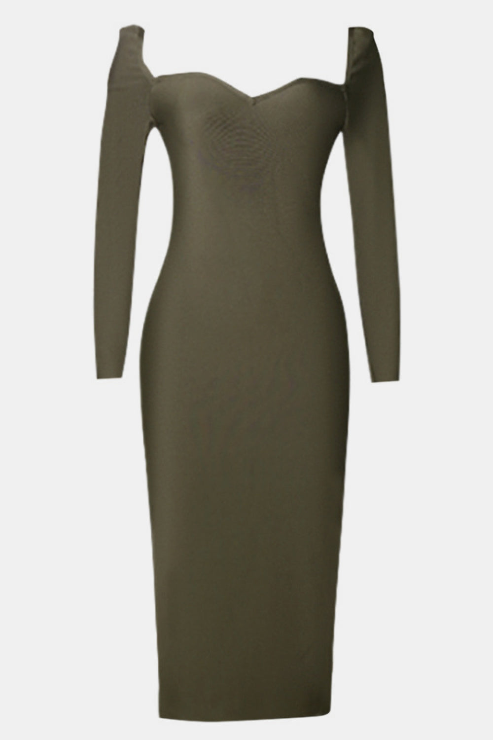 Sweetheart Neck Long Sleeve Back Slit Bandage Dress