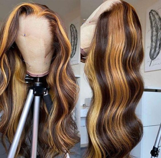 Body Wave 4/27 Highlight 13x4/13x6 Lace Frontal Human Hair Wig PrePlucked Brazilian Ombre Colorful 4x4/5x5/6x6 Lace Closure Wigs