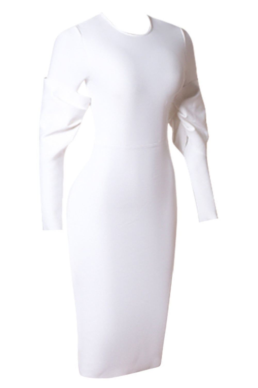 Zip-Back Slit Crewneck Bodycon Dress