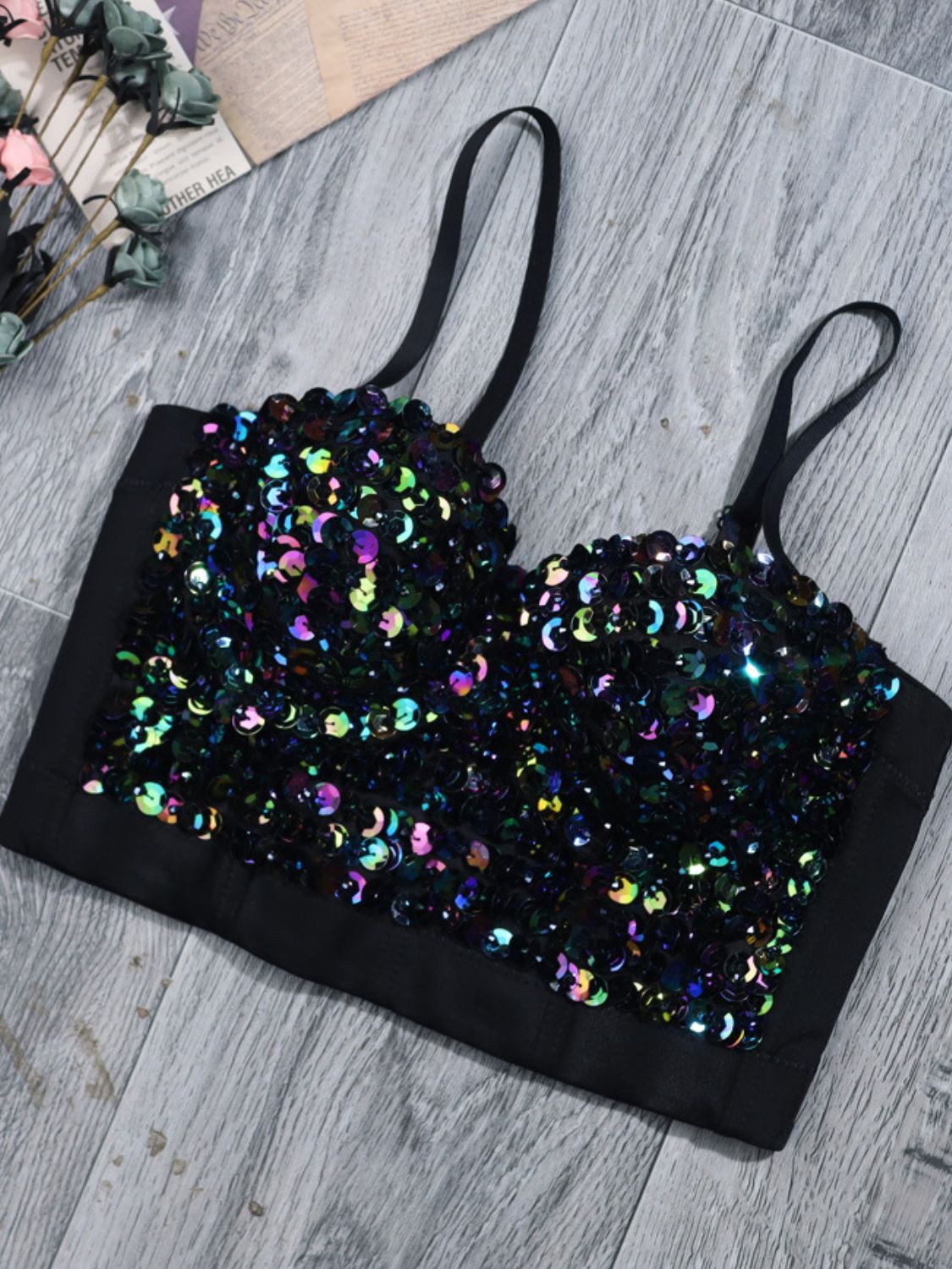 Sequin Adjustable Strap Bustier