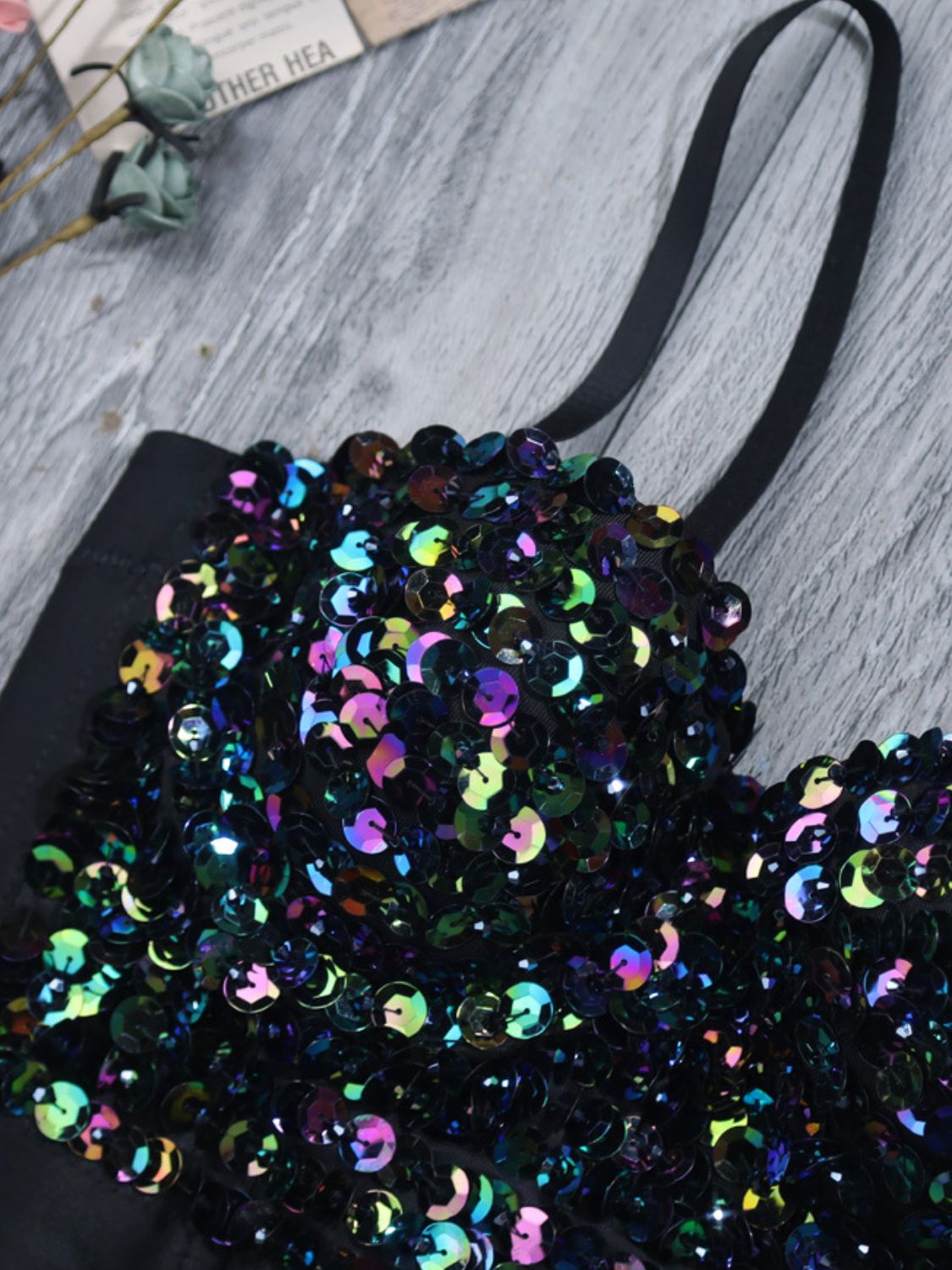 Sequin Adjustable Strap Bustier