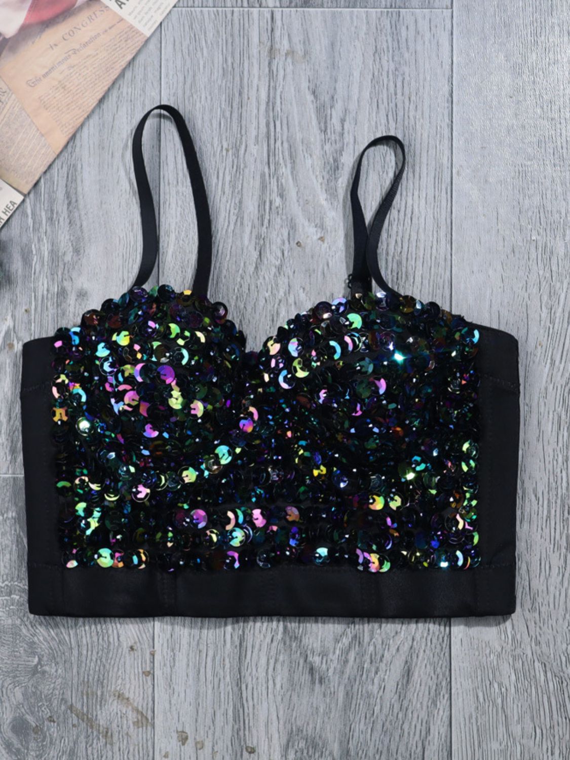 Sequin Adjustable Strap Bustier