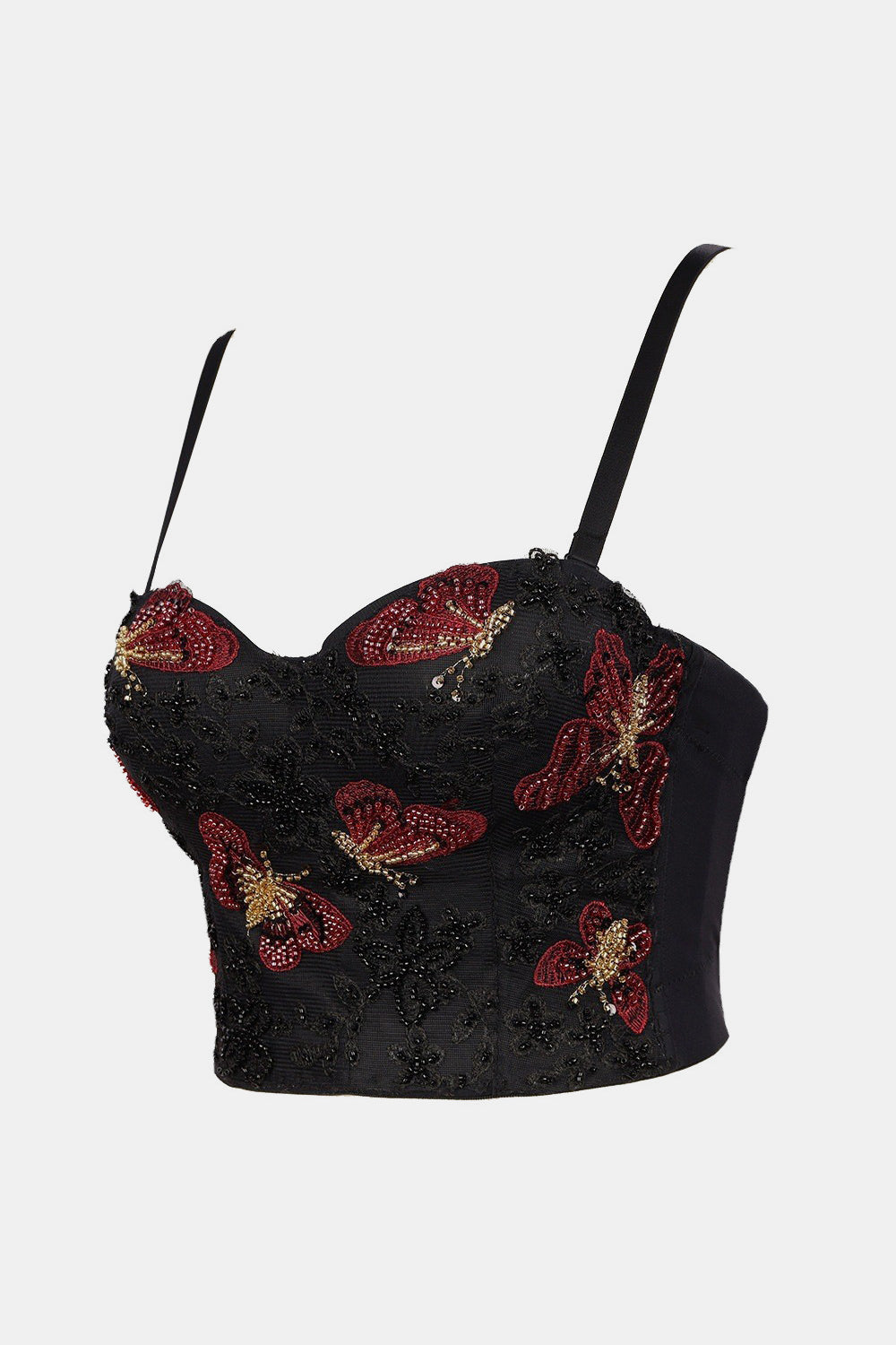 Beaded Butterfly Embroidery Bustier