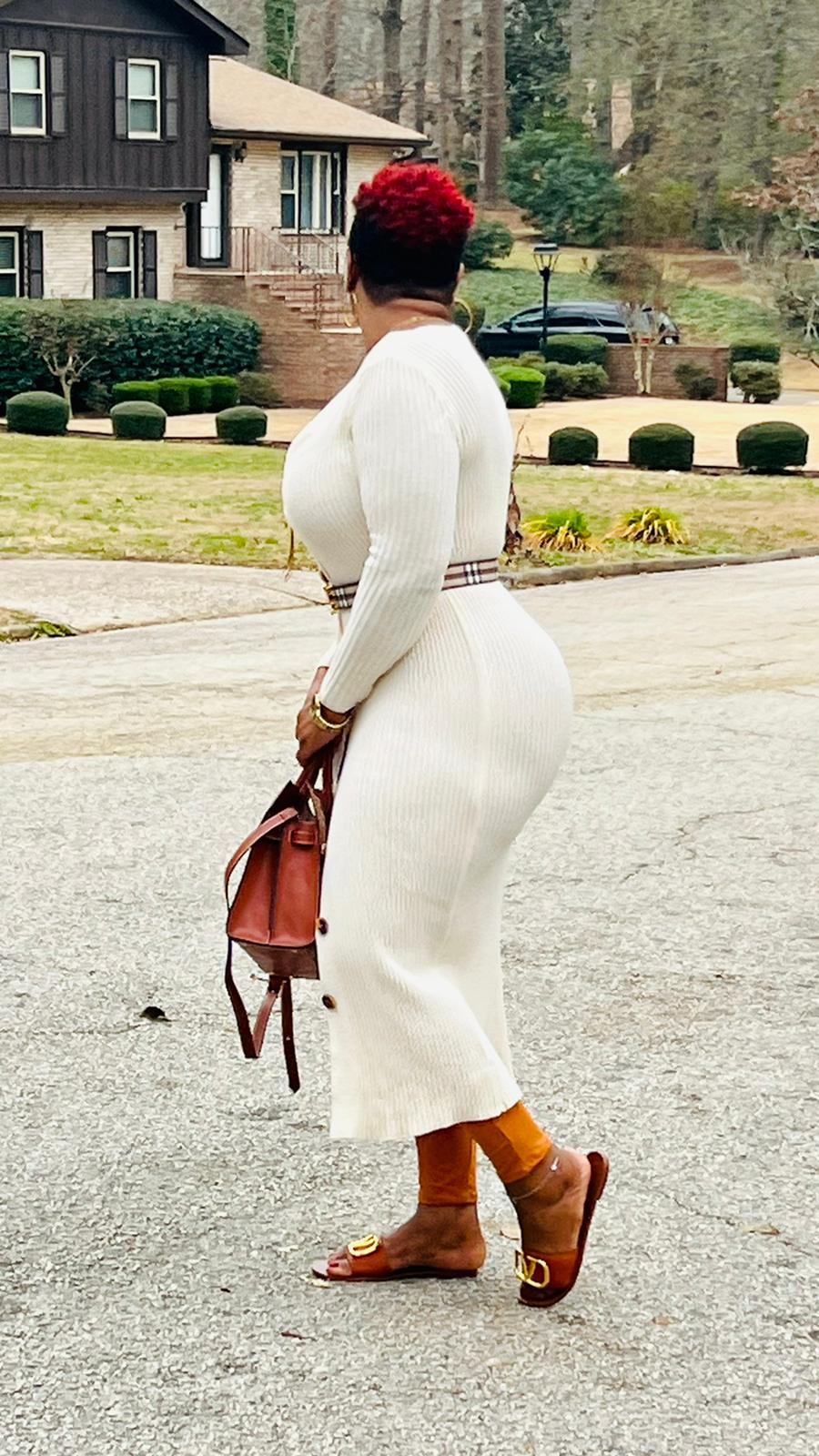 Black Rib Knit V Neck Button Up Midi Cardigan Dress