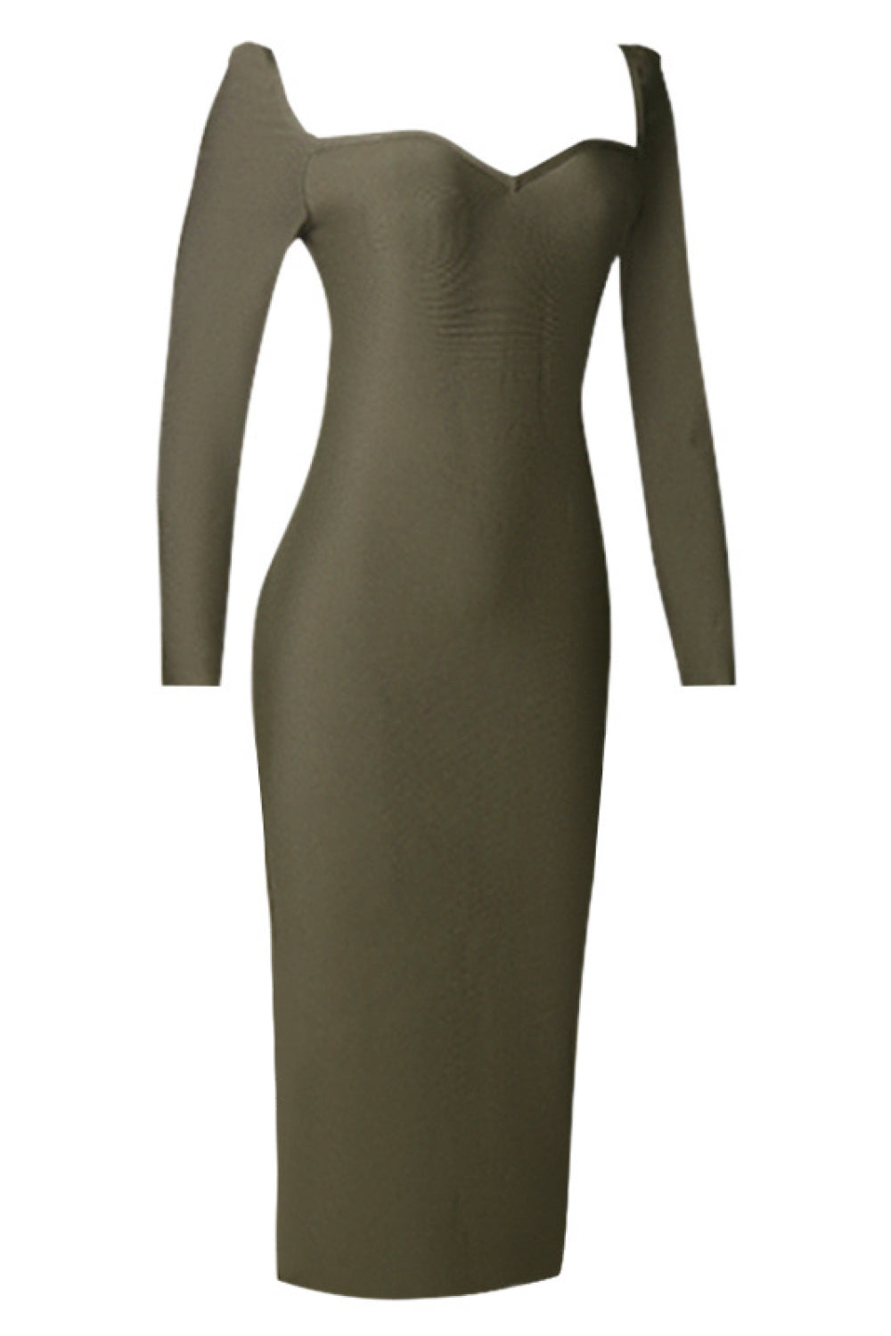 Sweetheart Neck Long Sleeve Back Slit Bandage Dress