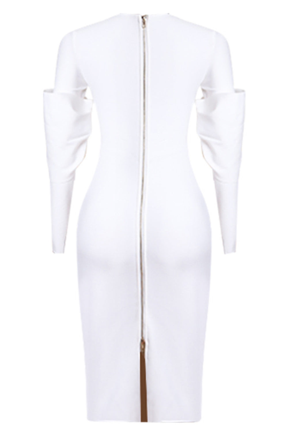 Zip-Back Slit Crewneck Bodycon Dress